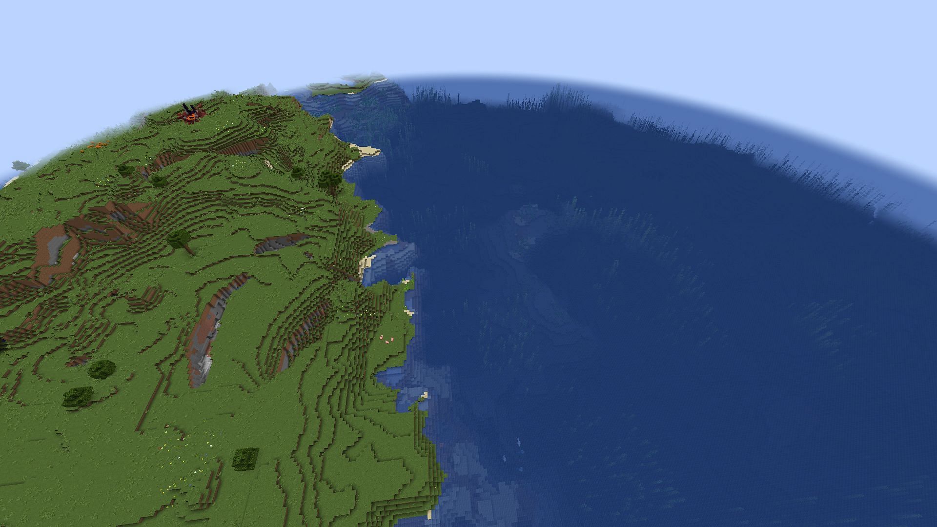 This seed may be suitable for a seaside city plan (Image via Mojang)